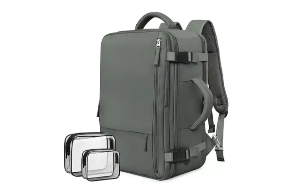 Carry-on Travel Backpack For Women Men Flight Approved, Personal Item Backpack Casual Daypack Waterproof Hand Luggage Bag, Travel Must Haves Essentials, Olive-green