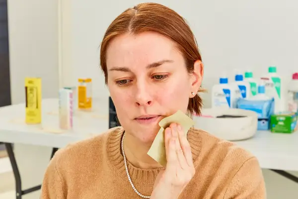 A person removing the Cabeau The Neck