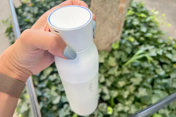 LARQ Bottle Filtered held showing the charging port