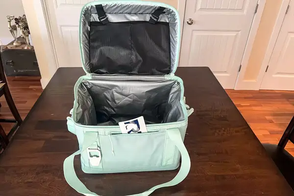 The RTIC 6-Can Everyday Cooler open on a table