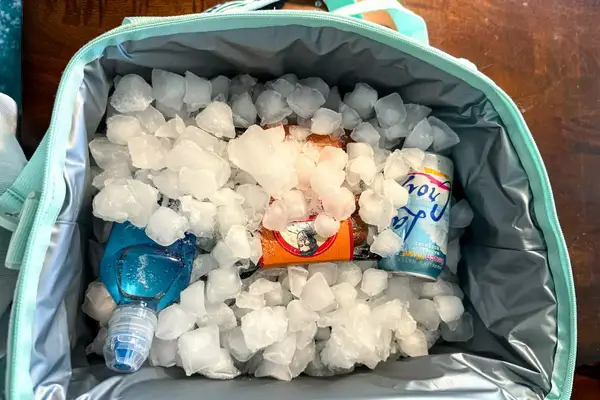 Ice and drinks in the RTIC 6-Can Everyday Cooler