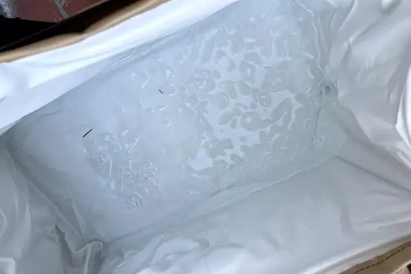Melted ice in the bottom of the Snow Peak Soft Cooler 38