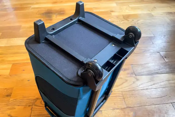 The wheels on the bottom of the Coleman Chiller 42-Can Soft-Sided Portable Cooler