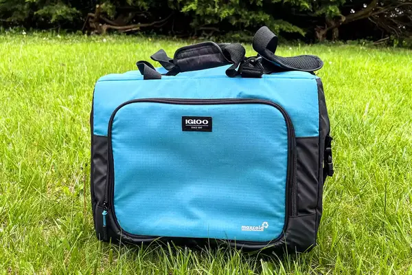 The Igloo Latitude Snapdown 36-Can Cooler Bag in grass