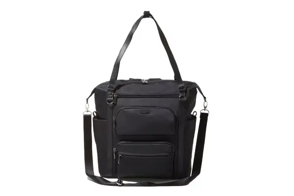 A laptop is placed inside the Stubble & Co. The Everyday Backpack