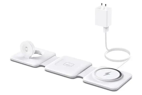 Amazon Iseyyox Charging Station for Apple Multiple Devices - 3 in 1 Foldable Magnetic Wireless Charger Dock - Travel Charging Pad for iPhone 15 14 13 12 Pro Max Plus Watch & Airpods