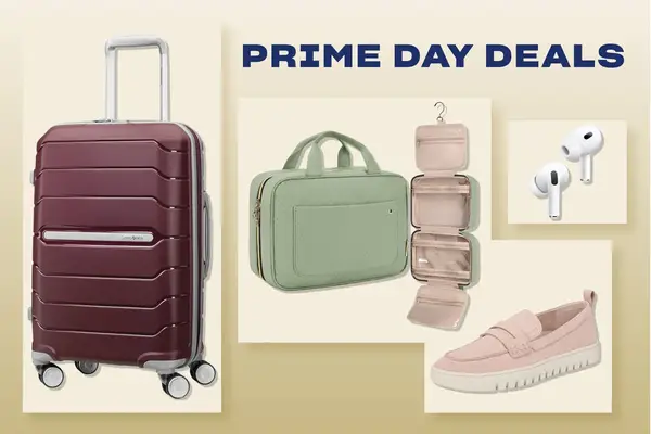 Samsonite Freeform Hardside Expandable with Double Spinner Wheels, BAGSMART Toiletry Bag, Vionic Women