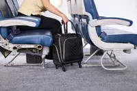A person lifts the Kenneth Cole Reaction Chelsea Luggage Expandable Underseater Spinner