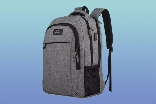 MATEIN Travel Laptop Backpack on a blue gradient background