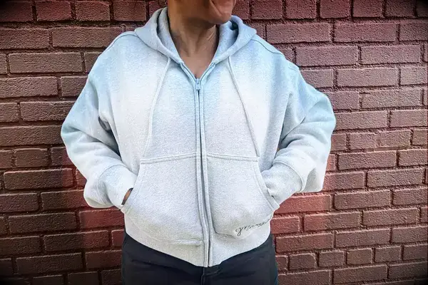 Photo of person wearing Aritzia Cozy Sweatfleece Boyfriend Boxy Zip Hoodie