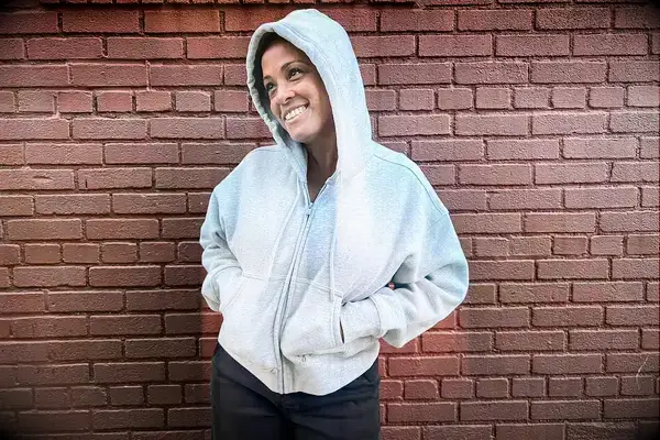 Photo of person wearing Aritzia Cozy Sweatfleece Boyfriend Boxy Zip Hoodie