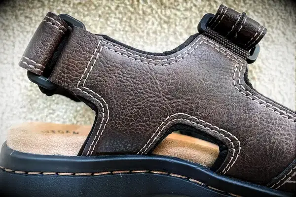 A close-up of the stitching on the Dockers Men