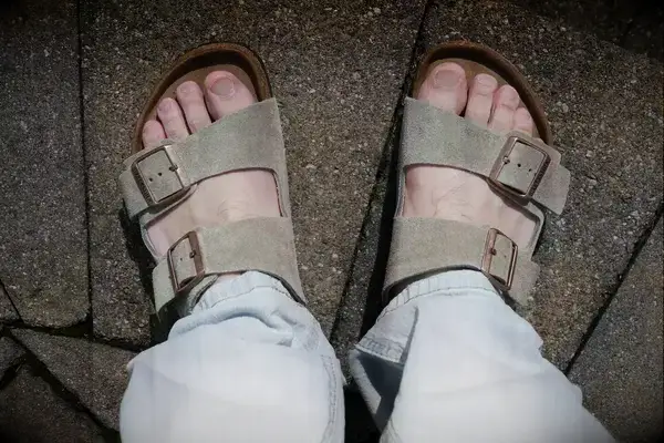Feet wearing Birkenstock Men