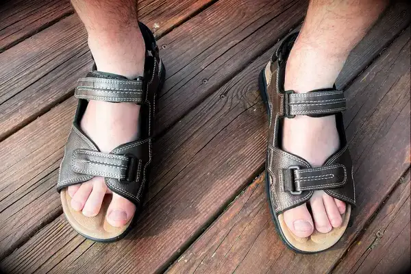 An overhead view of a person wearing the Dockers Men