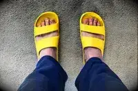 An overhead view of a person wearing the Bombas Men