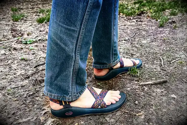 A person wearing the Chacos Z Cloud Sandal