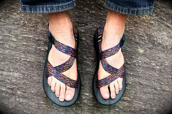 A person wearing the Chacos Z Cloud Sandal