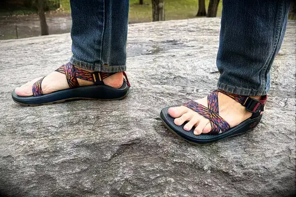 A person wearing the Chacos Z Cloud Sandal