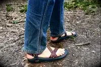 A person wearing the Chacos Z Cloud Sandal
