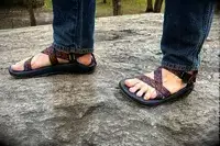 A person wearing the Chacos Z Cloud Sandal