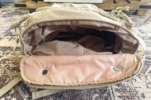 Photo of shoe compartment of backpack