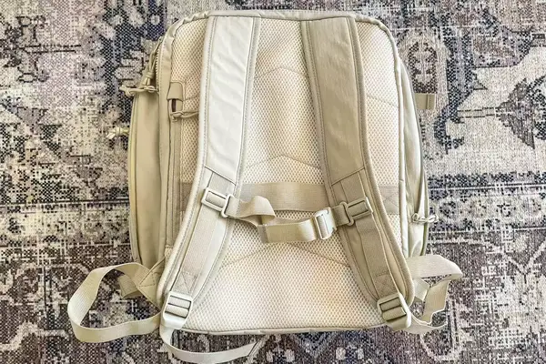 Photo of the back of a backpack