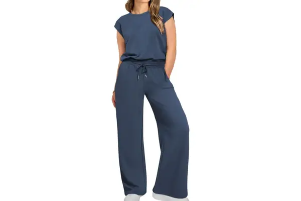 Eytino Womens Plus Size 2 Piece Tracksuit Outfit Casual Cap Sleeve Tops
