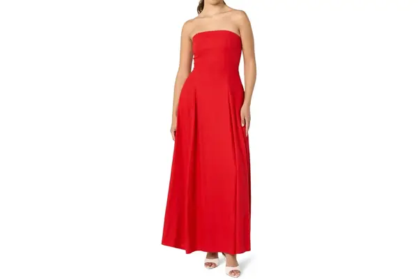 The Drop Womens Carlota Strapless Linen Maxi Dress