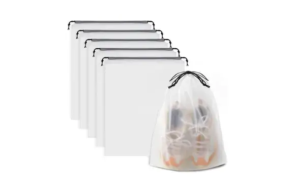 A set of clear shoe bags