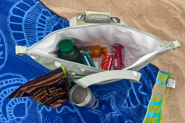Drinks inside the Calpak Insulated Soft-sided Cooler