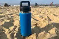 Yeti Rambler placed in the beach