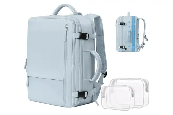 Getravel Travel Backpack, Carry-on Backpack Airline Approved,17 Inch Laptop Backpack, Waterproof Backpack for Work Business College Hiking(Light blue)