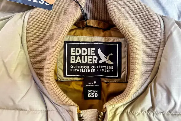The tag on the inside of the Eddie Bauer Men