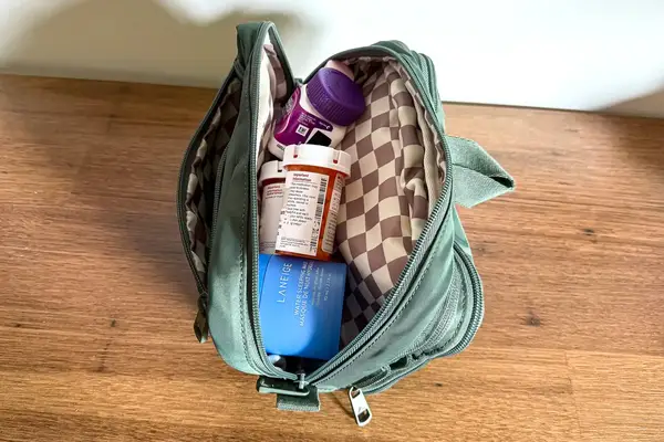 Personal items inside the State Hart Toiletry Kit