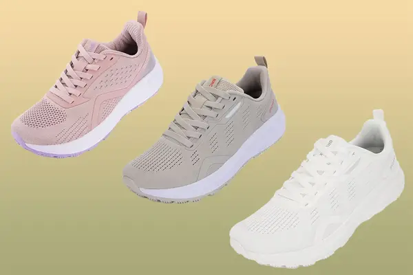 BRONAX Wide Toe Box Road Running Shoes in different colors on green gradient background