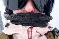 Close-up of a person wearing a Turtle Fur Double-layer Neck Warmer