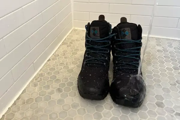 Water is poured into the Columbia Menâs Fairbanks Omni-Heat Boot 