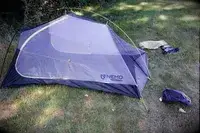 The logo on the side of the Nemo Hornet Osmo Ultralight Backpacking Tent
