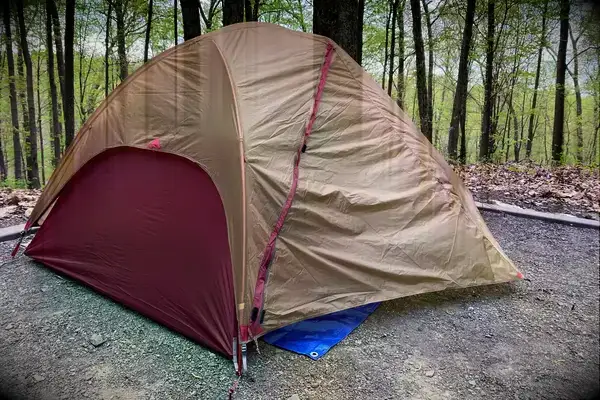 A fully-assembled MSR FreeLite 2-Person Ultralight Backpacking Tent