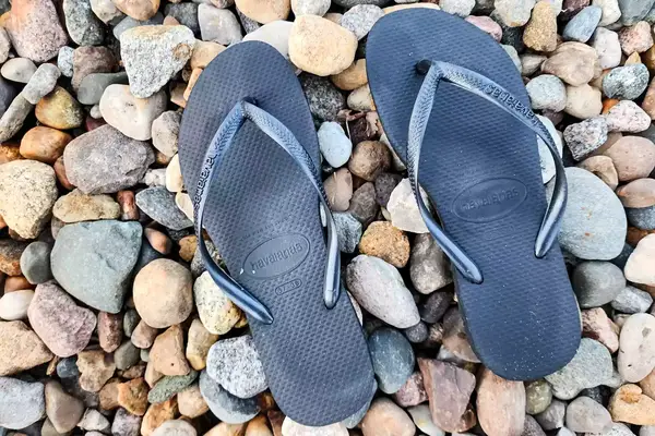 An overhead view of a pair of Havaianas Women
