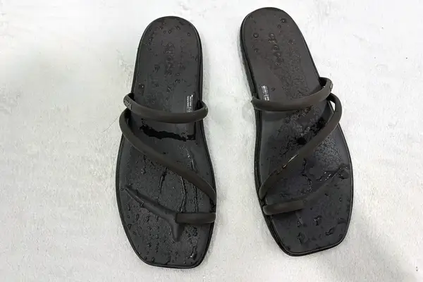 An overhead view of the Crocs Miami Toe Loop Sandals