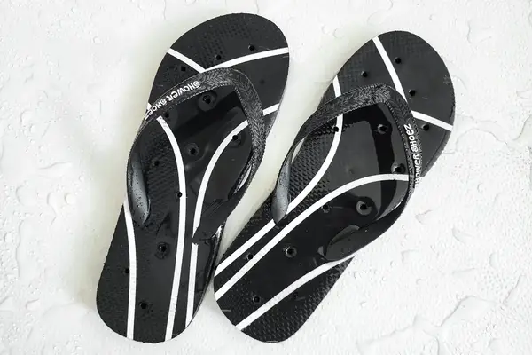 An overhead view of a pair of Shower Shoez Women