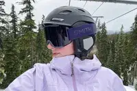 A person wearing the Smith Squad Goggles