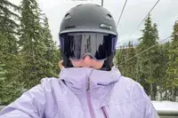 A person wearing the Smith Squad Goggles