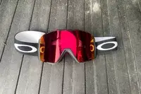 Oakley Line Miner Pro L Snow Goggles on a wooden surface