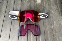 Oakley Line Miner Pro L Snow Goggles on a wooden surface