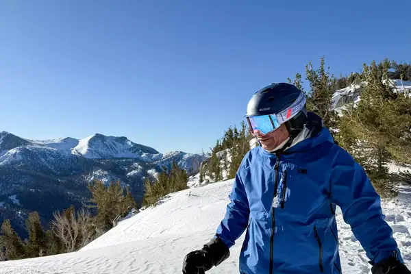 A person wearing the 100 Percent Snowcraft Hiper Goggles while skiing
