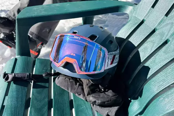 100 Percent Snowcraft Hiper Goggles on a chair