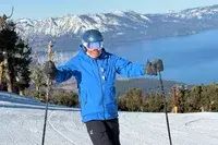 A person wearing the 100 Percent Snowcraft Hiper Goggles while skiing