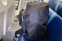 Close up of the Tortuga Travel Backpack 40L on a seat